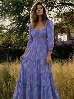 NWT LoveShackFancy Lyna Dress in Faded Denim - Size US 6